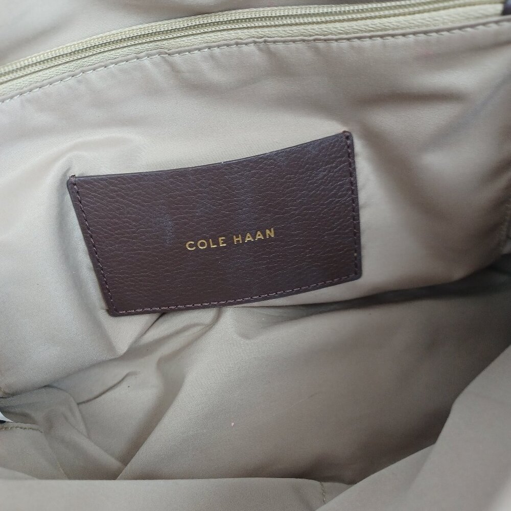 Cole Haan Handbag Dark Chocolate Woven Leather Basket Weave Shoulder Tote - Picture 6 of 16